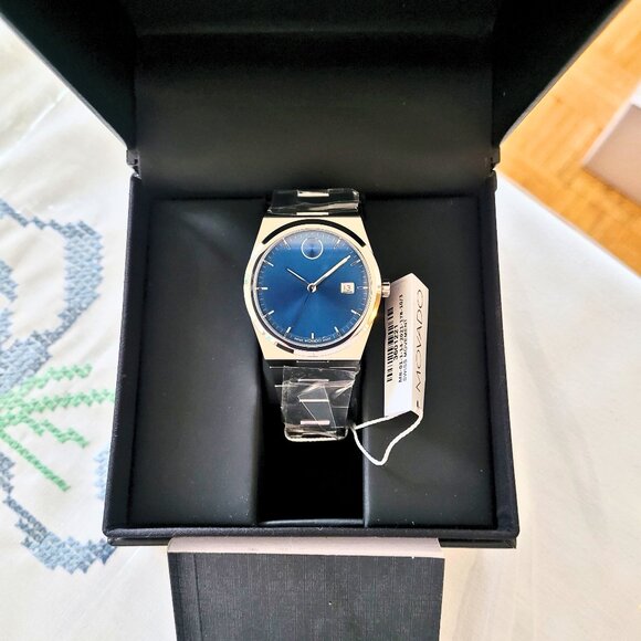 Movado Men's Bold Quest Sunray Navy Blue Dial Swiss Watch - Picture 7 of 7